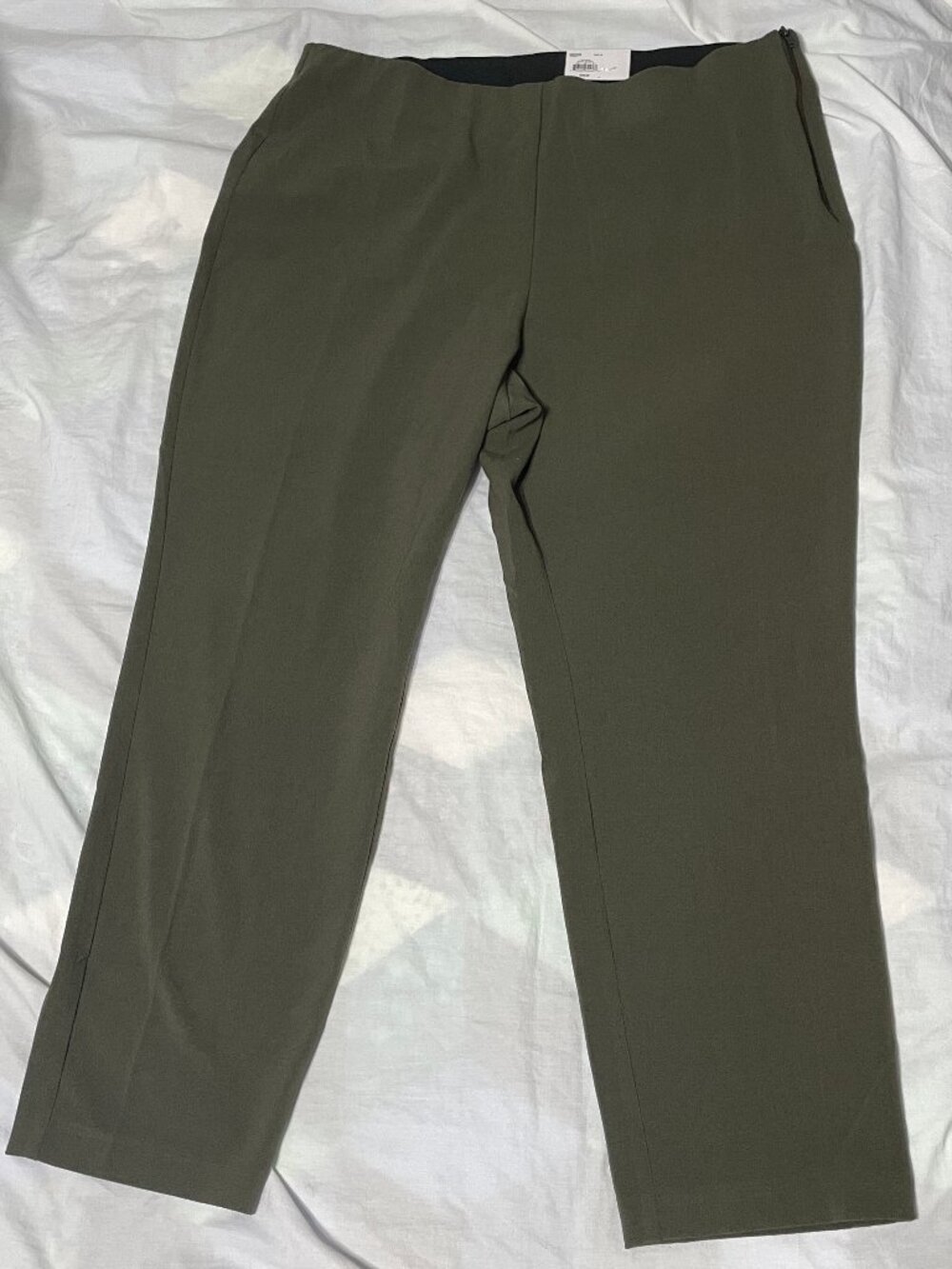 NWT Womens Sz 18 Nine West Side-Zip Skinny Pants Olive Gree High Rise Trouser